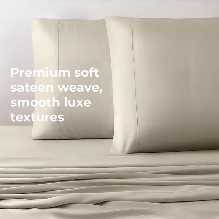 Cariloha Resort Bamboo-Viscose 4-Piece Bed Sheet Set - King, Coconut Milk