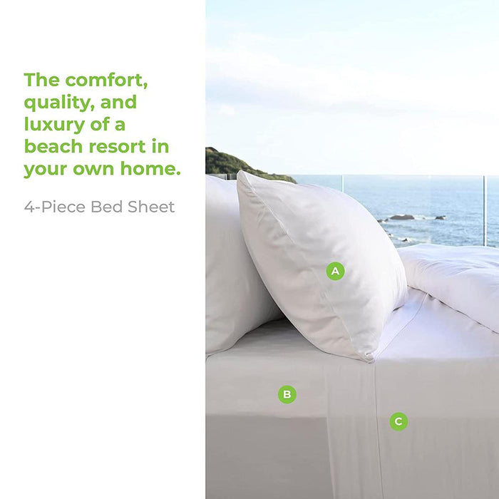 Cariloha Resort Bamboo-Viscose 4-Piece Bed Sheet Set - Queen, Harbor Gray