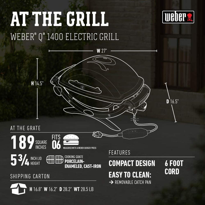 Weber Q 1400 Electric Grill - Dark Grey (52020001) - Open Box