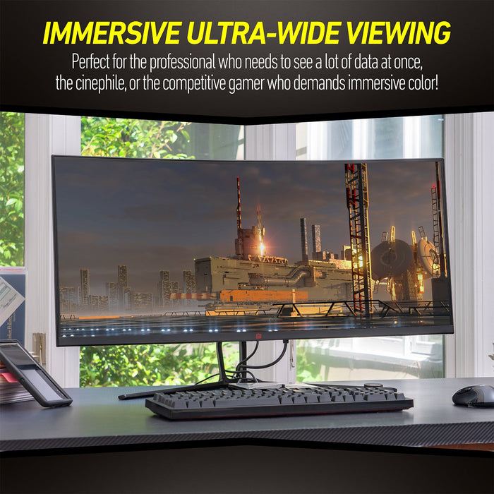 Deco Gear 35" Curved Gaming Ultrawide Monitor, 3440x1440, 120 Hz, 1ms MPRT + BONUS ITEMS
