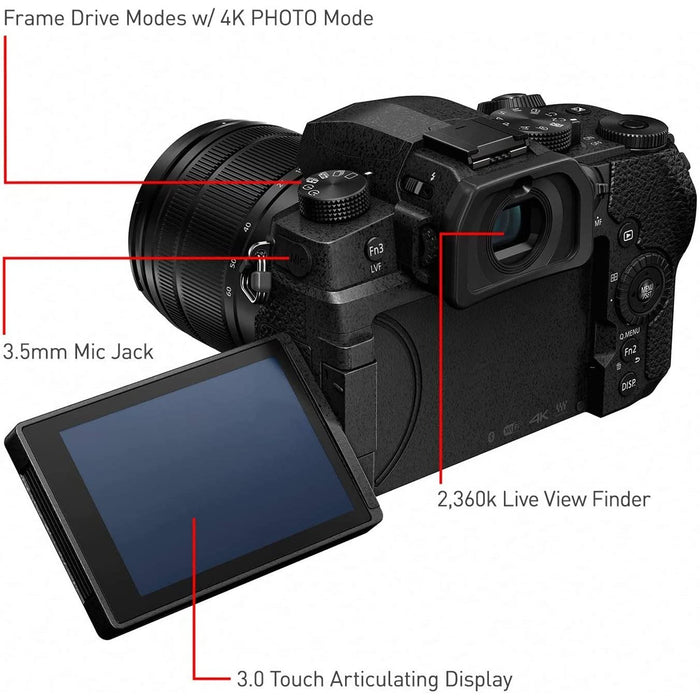 Panasonic Lumix G95 20.3MP Mirrorless Camera 12-60mm F3.5-5.6 MFT 3" OLED Lens, DC-G95MDK