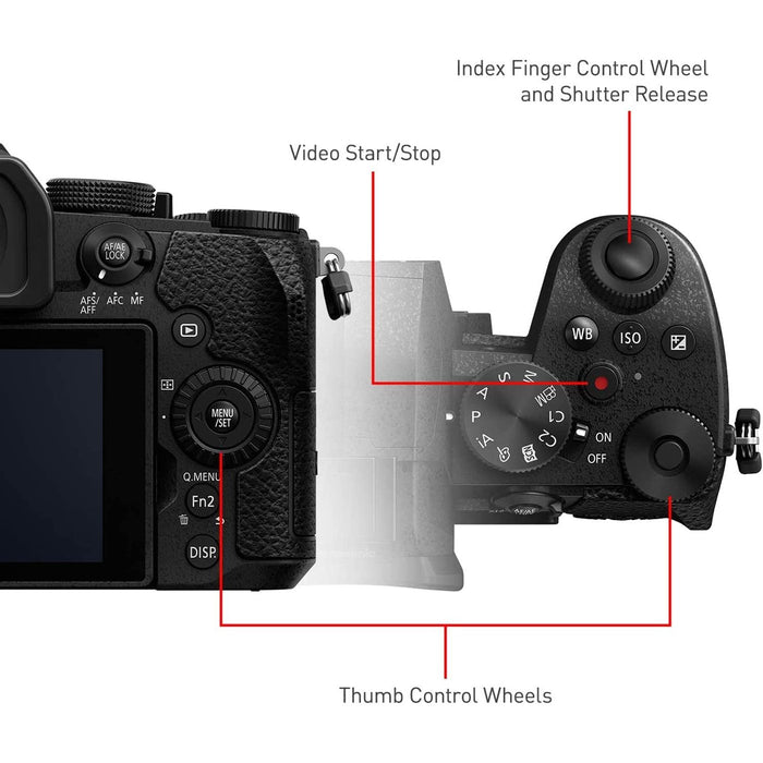 Panasonic Lumix G95 20.3MP Mirrorless Camera 12-60mm F3.5-5.6 MFT 3" OLED Lens, DC-G95MDK