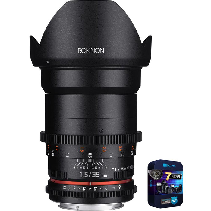 Rokinon DS 35mm T1.5 Full Frame Wide Angle Cine Lens for Canon EF w/ 7 Year Warranty