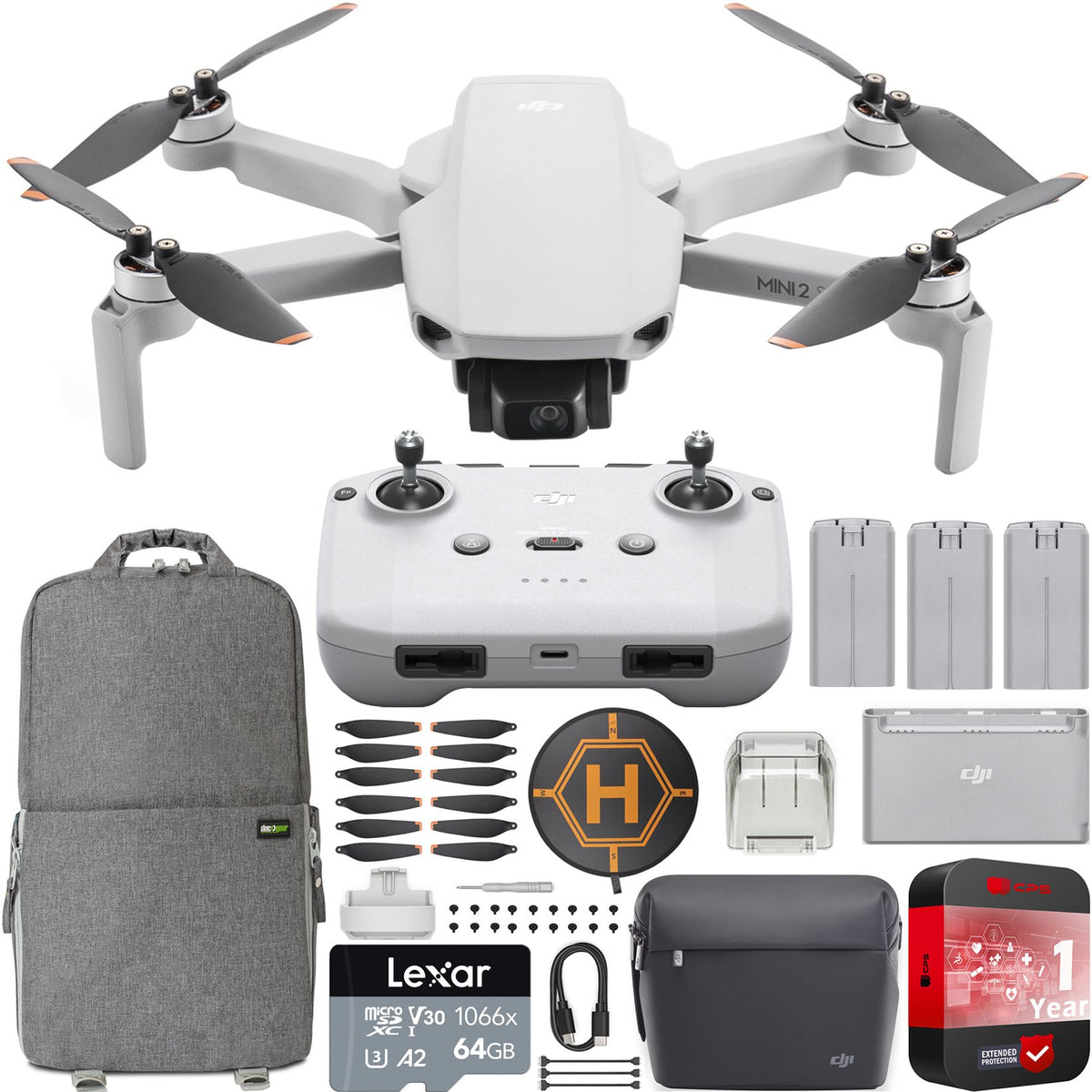 DJI Mini 2 Fly More Combo + 64GB Card + BackPack + Landing Pad + More