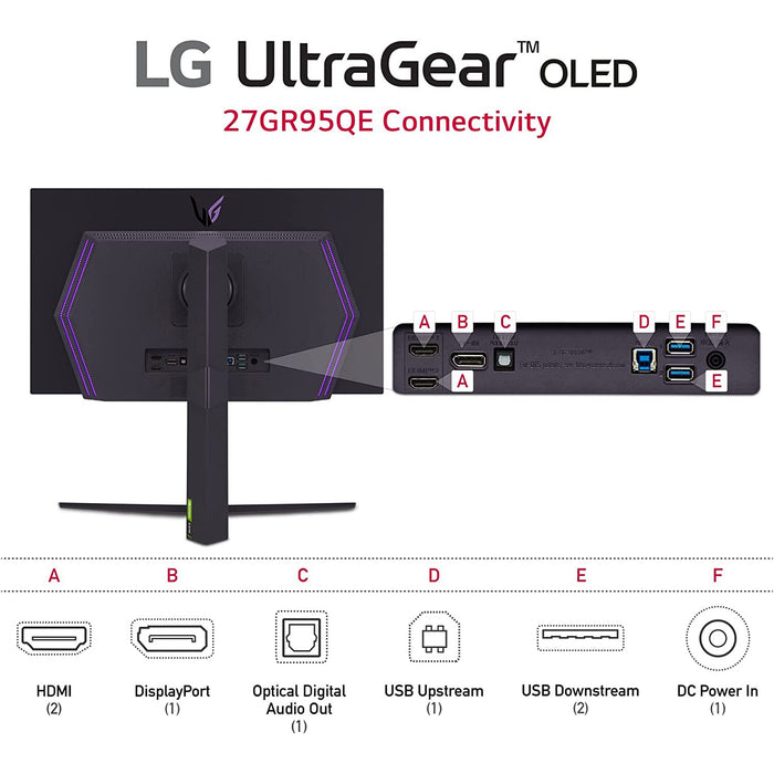 LG 27GR95QE-B UltraGear OLED 27" Gaming Monitor QHD with 240Hz Refresh Rate