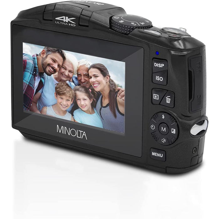 Minolta 48 MP 4K Ultra HD 16X Digital Zoom Digital Camera Black with 32GB Card