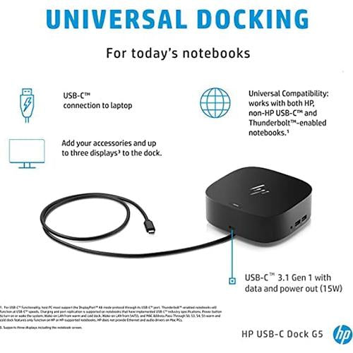 Hewlett Packard USB-C Dock G5 8-in-1 Adapter for USB-C and Thunderbolt (26D32AA#ABL)