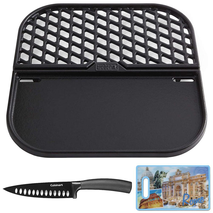 Weber Cast Iron Grill & Griddle Station w/ Chef's Knife + 3D Cutting Board