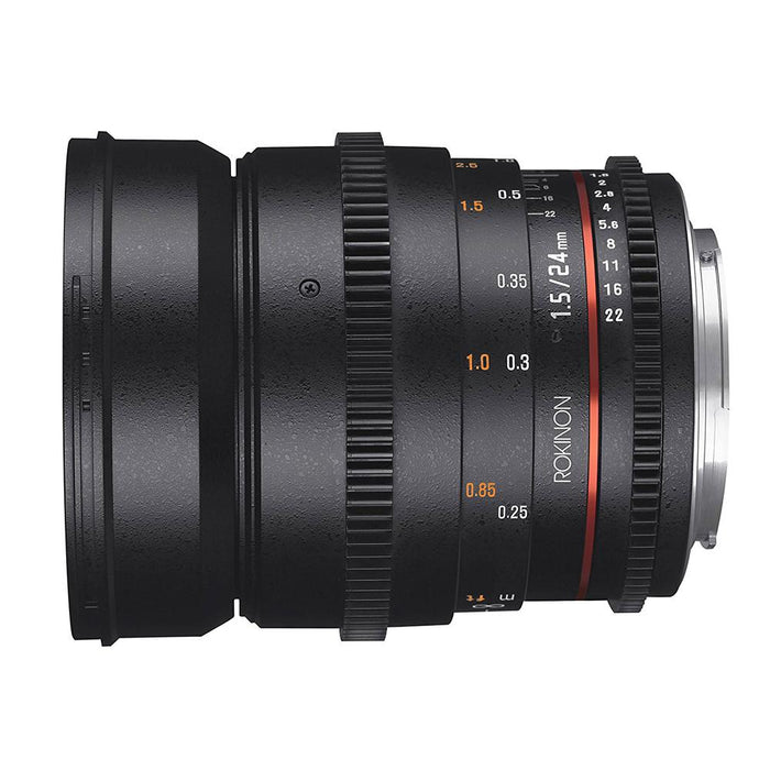 Rokinon DS 24mm T1.5 Full Frame Wide Angle Cine Lens for Canon EF + 128 GB Card