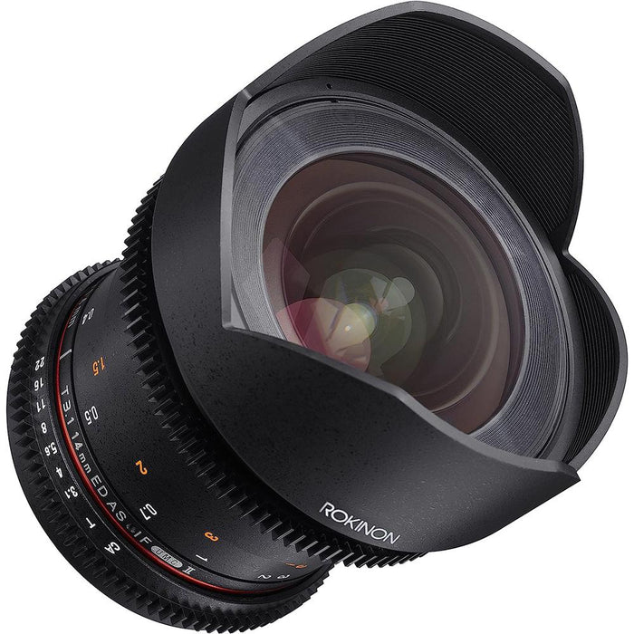 Rokinon DS 14mm T3.1 Full Frame U.Wide Angle Cine Lens for Canon + 128 GB Card