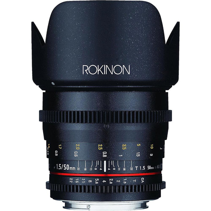 Rokinon DS 50mm T1.5 Wide Angle Cine Lens for Canon EF Mount with 128 GB Card