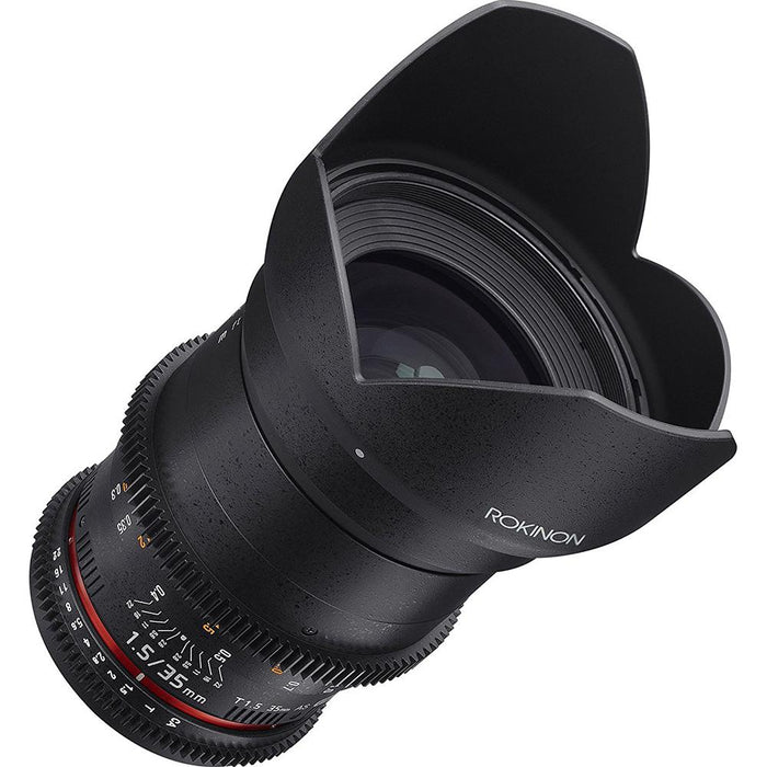 Rokinon DS 35mm T1.5 Wide Angle Cine Lens for Canon EF Mount with 128 GB Card