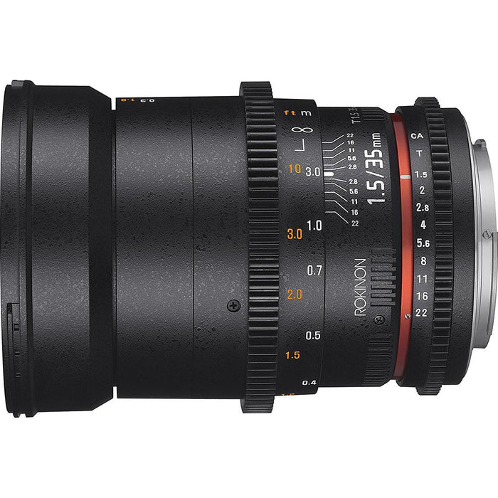 Rokinon DS 35mm T1.5 Wide Angle Cine Lens for Canon EF Mount with 128 GB Card