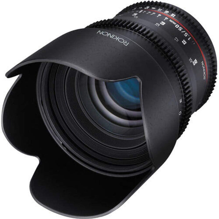 Rokinon DS 50mm T1.5 Wide Angle Cine Lens for Canon EF Mount with 128 GB Card