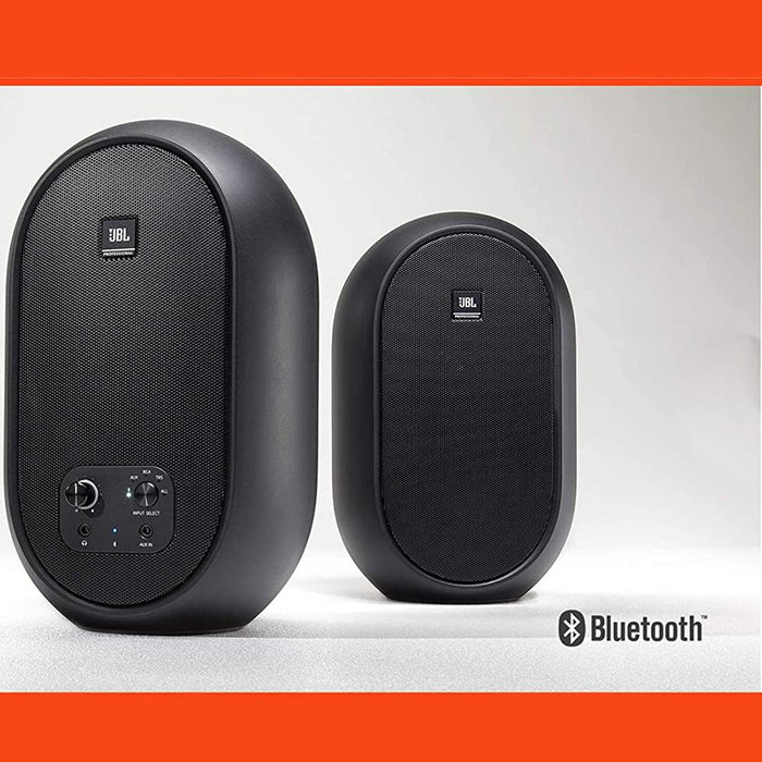 JBL 104 Compact Desktop Reference Monitors with Bluetooth, Pair (Black) - Open Box