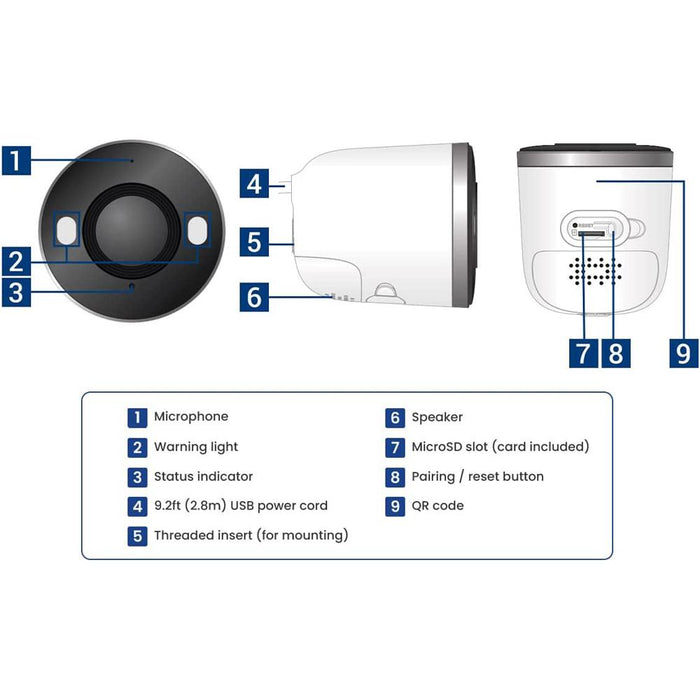 Lorex Smart Indoor/Outdoor 2K Wi-Fi Camera w/ Night Vision and 32GB Card-Renewed