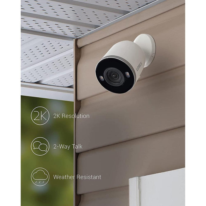 Lorex Smart Indoor/Outdoor 2K Wi-Fi Camera w/ Night Vision and 32GB Card-Renewed