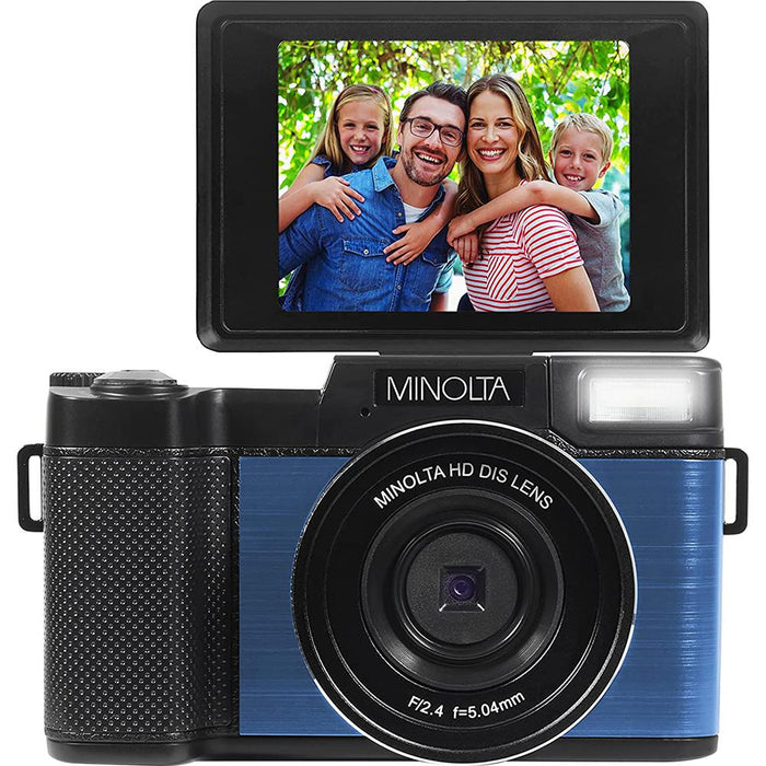 Minolta MND30 30MP 2.7K Ultra HD 4X Zoom Digital Camera (Blue) - Open Box