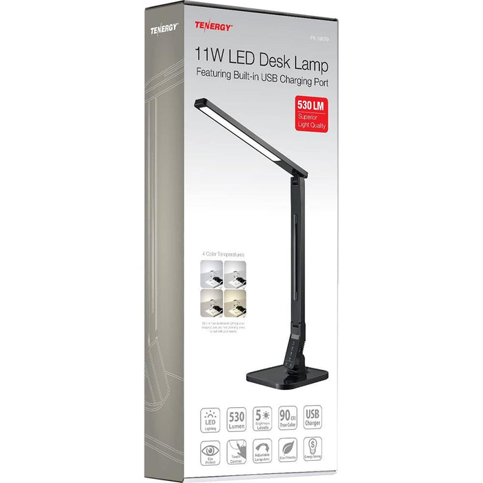 Tenergy 11W Dimmable Desk Lamp with USB Charging Port (59079) - Open Box