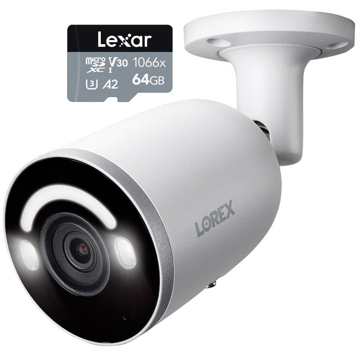 Lorex 4K Smart Security Lighting Deterrence Bullet Wired Camera with 64GB Card