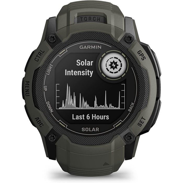 Garmin Instinct 2X Solar Rugged GPS Smartwatch, Moss