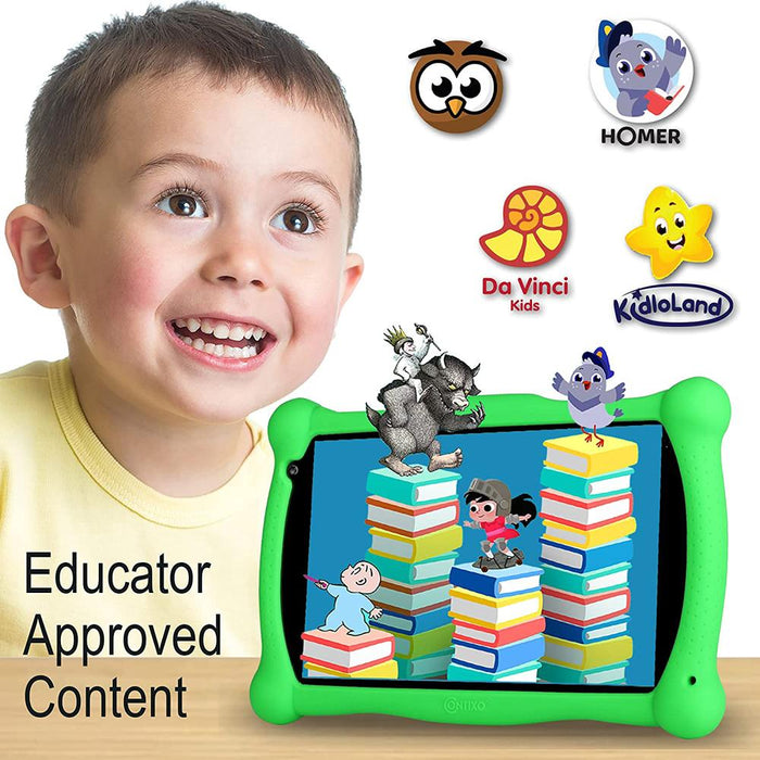 Contixo 7" Kids IPS Tablet, 2GB/16GB, Dual Cameras, Pen, Silicone Case, Green - Open Box