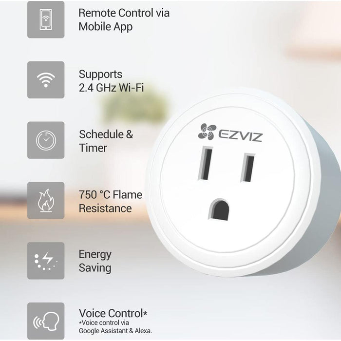EZVIZ T30A Smart Plug with Wi-Fi, Voice Control with Alexa - EZT3010A - Open Box