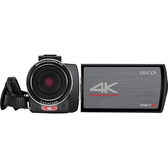 Minolta MN4K20NV 4K Ultra HD 30 Mega Pixels Night Vision Camcorder, Black - Open Box