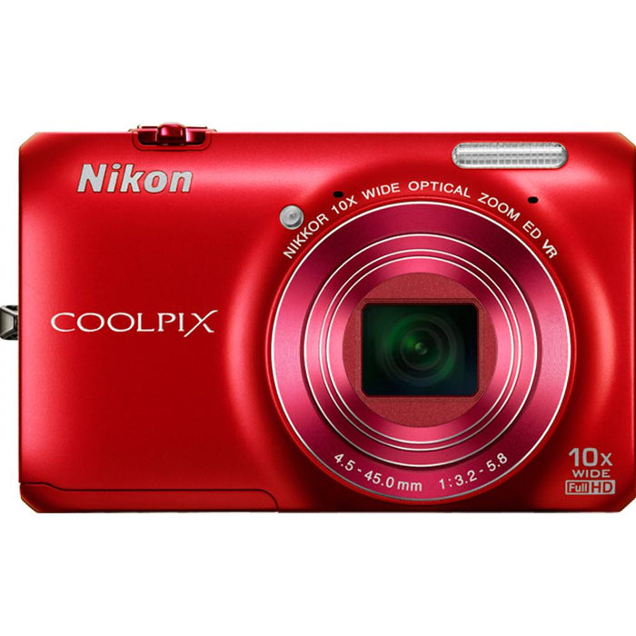 Nikon COOLPIX S6300 16MP 10x Opt Zoom 2.7" LCD Digital Camera - Red - Open Box