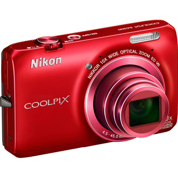 Nikon COOLPIX S6300 16MP 10x Opt Zoom 2.7" LCD Digital Camera - Red - Open Box