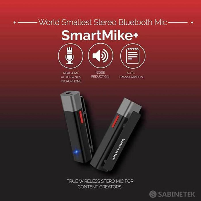 Sabinetek SmartMike+ Black w/ SMike+ App Bluetooth Lavalier Microphone SCSM+BL - Open Box