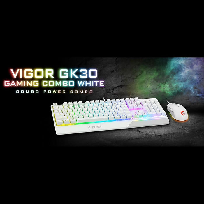 MSI Vigor GK30 Gaming Keyboard & GM11 Gaming Mouse in White - VigorGK30CW