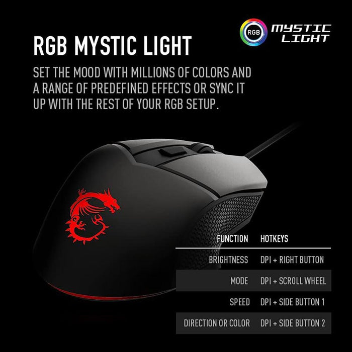 MSI Clutch GM20 Elite Gaming Mouse in Black - GM20Elite