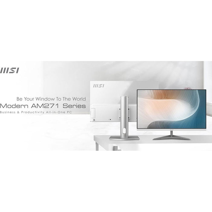 MSI Modern AM272P 12M-030US 27" FHD AIO Desktop in White - MoAM272P12M030