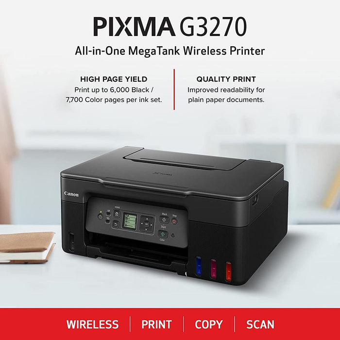 Canon PIXMA G3270 Wireless MegaTank All-in-One Printer in Black - 5805C002