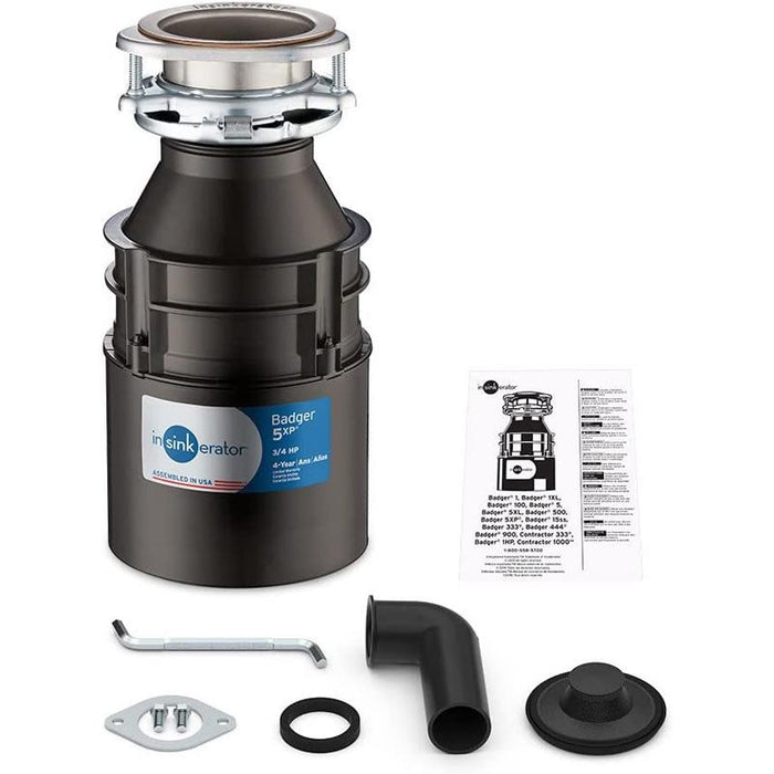 Insinkerator Badger 5XP Garbage Disposal, 3/4 HP Continuous Feed