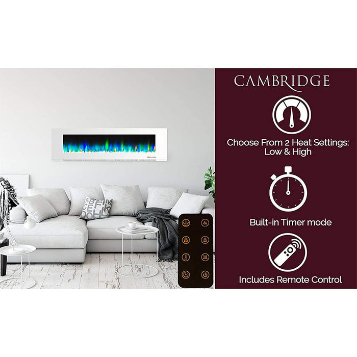 Cambridge 72 Color Changing Wall Mount Fireplace with Crystals - Open Box