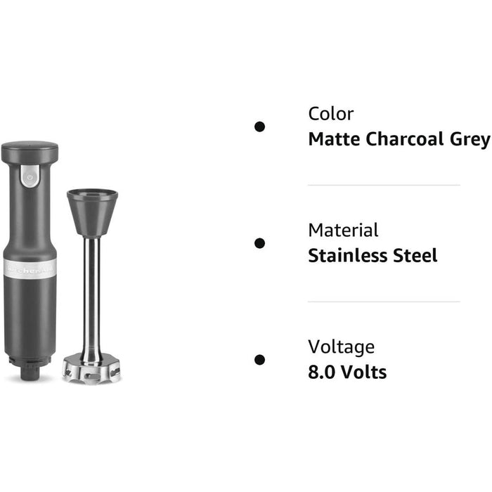 KitchenAid Cordless Variable Speed Hand Blender, Matte Charcoal Grey (K50192-MCHAR)