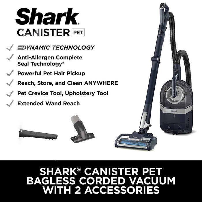 Shark CZ351 Pet Canister Vacuum, Corded with Self-Cleaning Brushroll Renewed