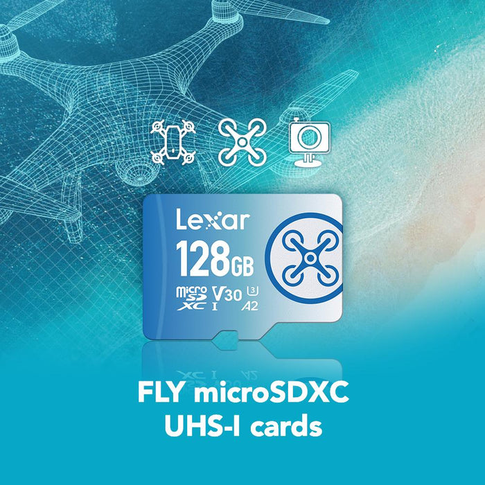 Lexar 128GB FLY microSDXC UHS-I Memory Card w/ Drone Essentials Software Bundle