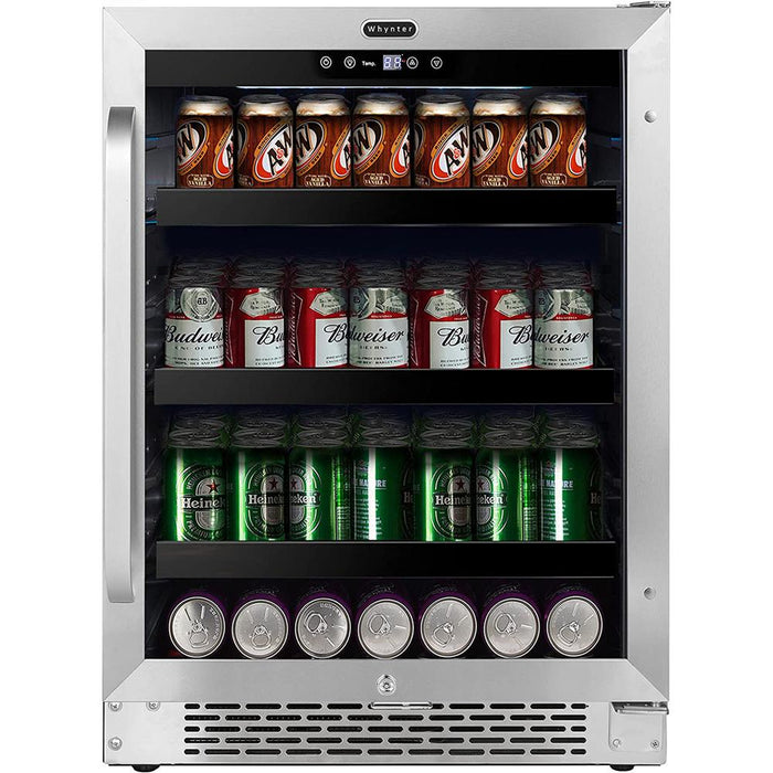 Whynter 24" Built-in 140 Can Undercounter Beverage Refrigerator + 2 Yr Warranty