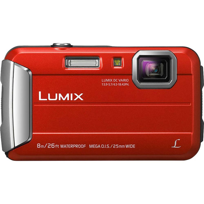 Panasonic LUMIX DMC-TS30 Active Tough Red Digital Camera 16GB Bundle
