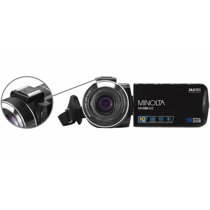 Minolta MN100HDZ 1080P HD Camcorder with 10x Optical Zoom (Black)