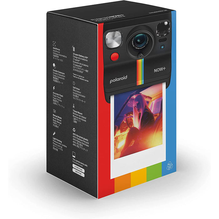 Polaroid Originals Now+ 2nd Generation i-Type Instant Film Camera, Black with 5 Lens Filters (9076)