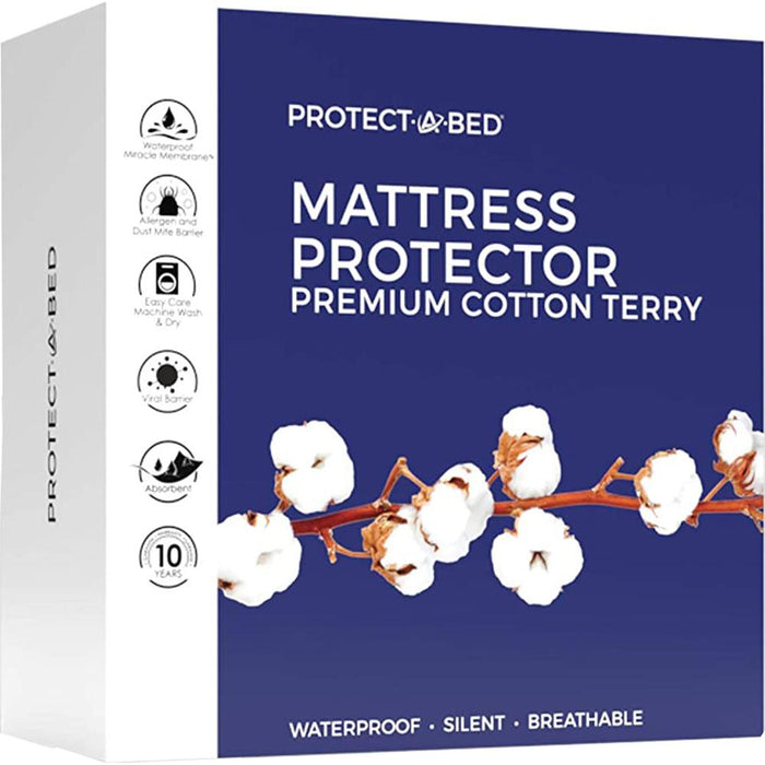 Protect-A-Bed Premium Cotton Terry Cloth Waterproof Mattress Protector, King - P0142