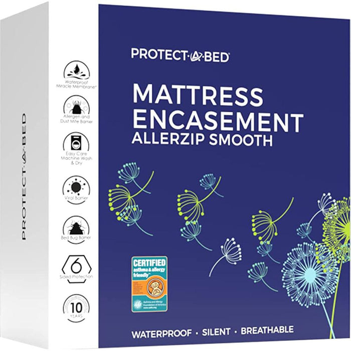 Protect-A-Bed AllerZip Smooth Waterproof Mattress Protector, Queen 9" - BOM1509-A