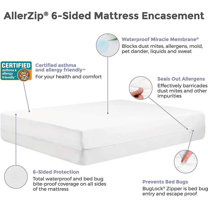 Protect-A-Bed AllerZip Smooth Waterproof Mattress Protector, King 13" - BOM1713-A