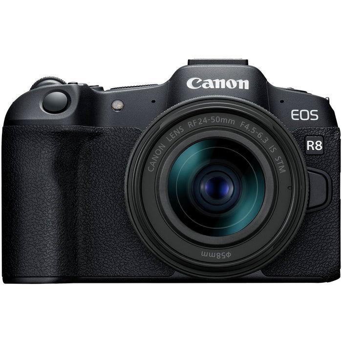Canon EOS R8 Full Frame Mirrorless Camera + RF 24-50mm IS STM Lens Kit + Pro Bundle