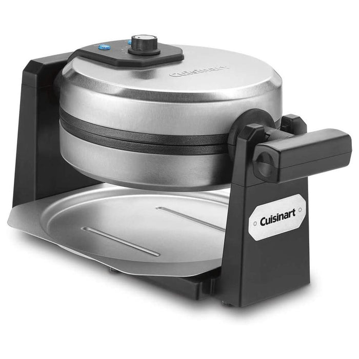 Cuisinart WAF-F10B Belgian Round Waffle-Iron Maker, Single, Black/Stainless, Easy to clean