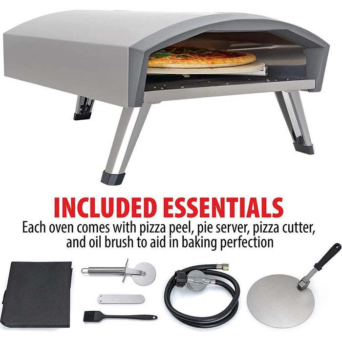 Deco Chef Outdoor Gas Pizza Oven, Portable Design, Self-Rotating Baking Stone - Open Box